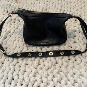 Michael Kors black pebble leather medium crossbody bag